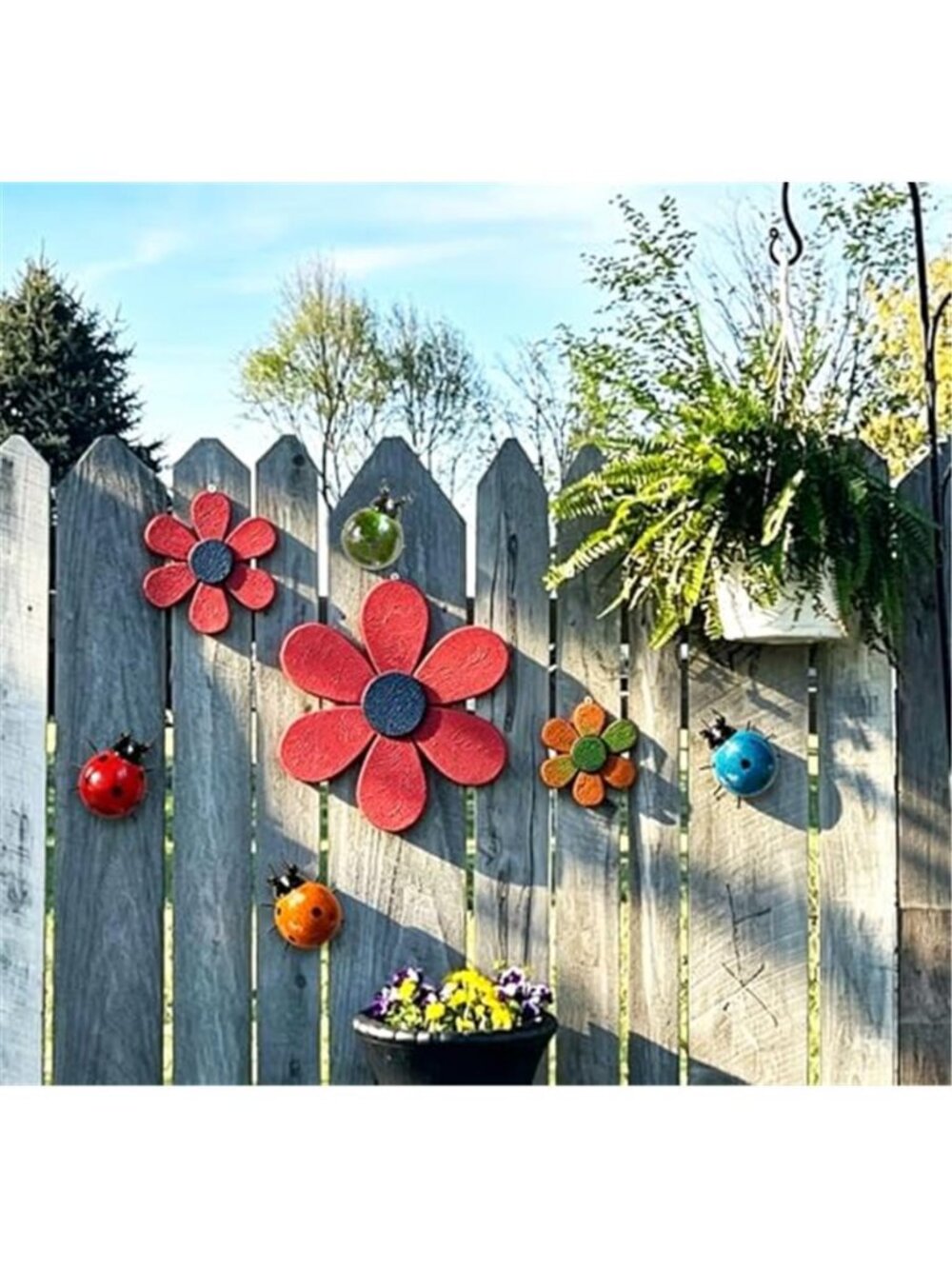 Set of 4 Cute Ladybugs Outdoor Decor Wall Sculpture - Picture 2 of 6